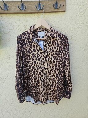 Jason Wu Leopard Print Button-Up Blouse - Animal Print Silky Soft
